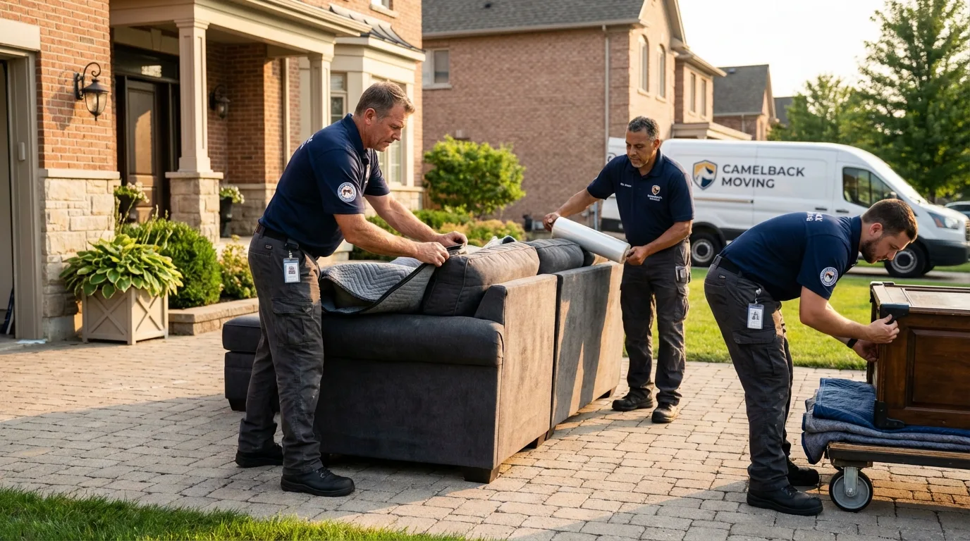 Large estate moving crew wrapping furniture in South Holland, IL