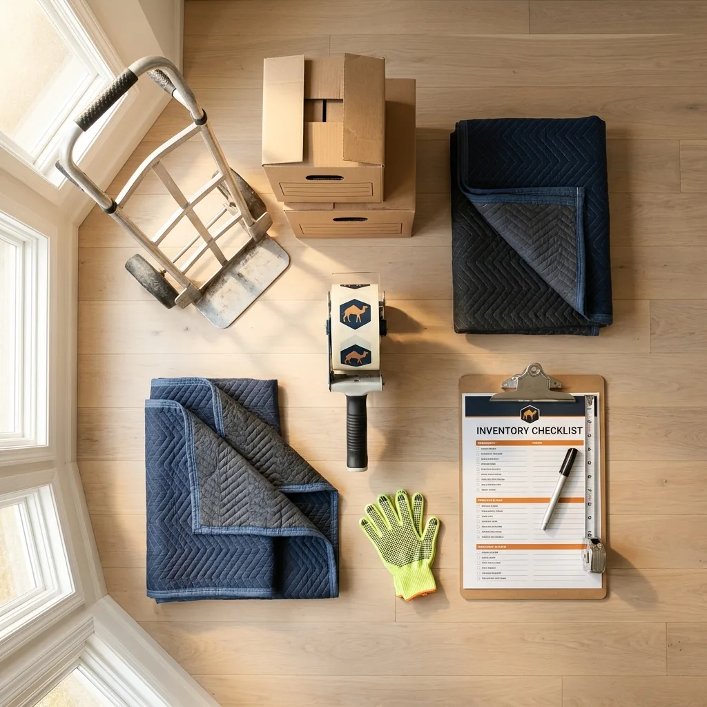 Professional moving supplies and packing materials layout for South Holland residential relocations